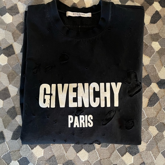 Givenchy Stressed Black Logo T-Shirt - Picture 3 of 4